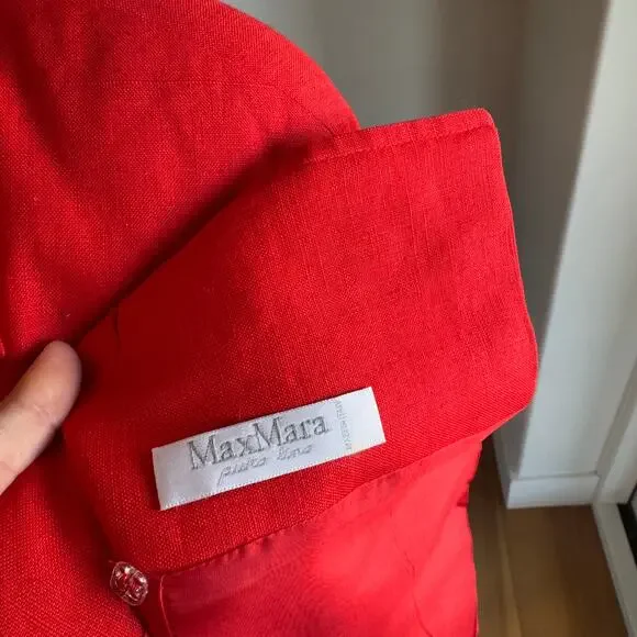 MaxMara Linen Blazer Jacket in Red Size 14 - Picture 3 of 6